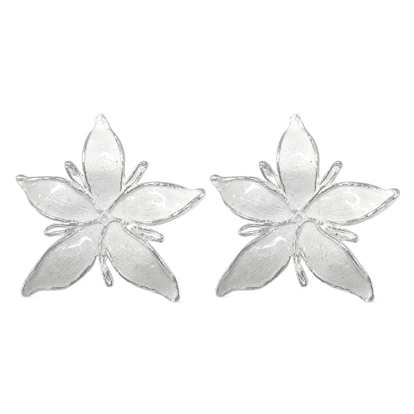 Aretes Flor de café maxi en plata esmaltada