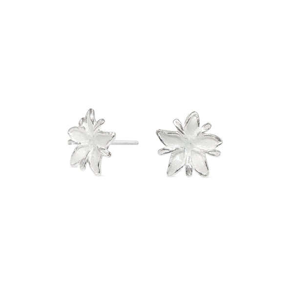 Aretes Flor de café mini en plata esmaltada