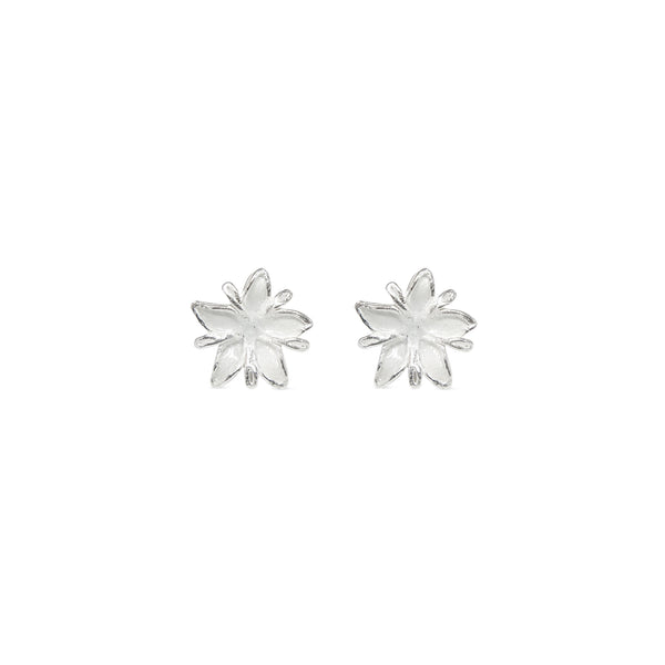 Aretes Flor de café mini en plata esmaltada