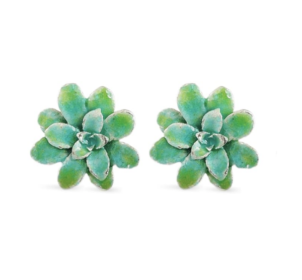 Aretes suculenta Eva en plata con esmalte