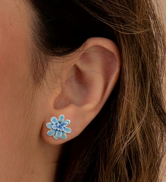 Aretes suculenta Eva en plata con esmalte