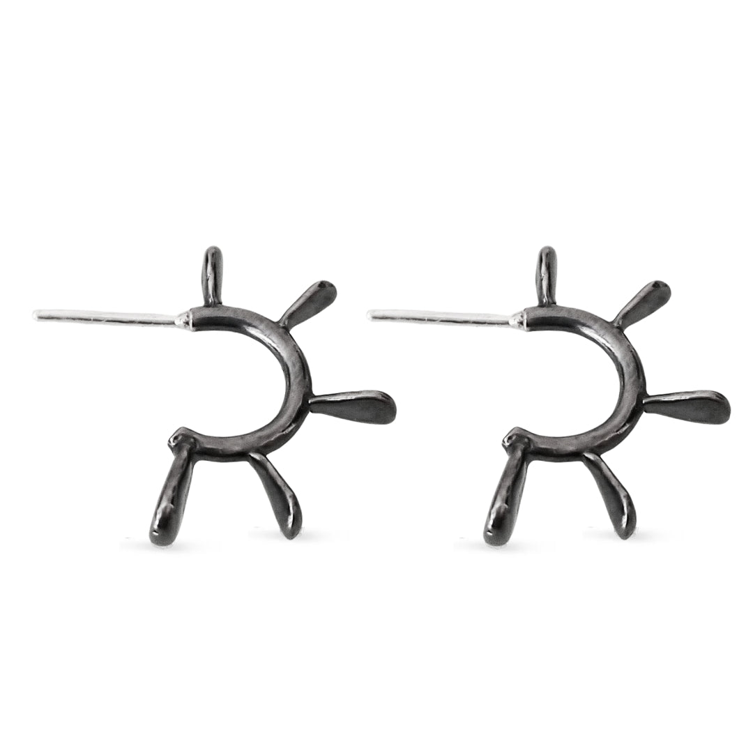 Semi-candongas Pétalos en plata oxidada