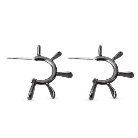 Semi-candongas Pétalos en plata oxidada