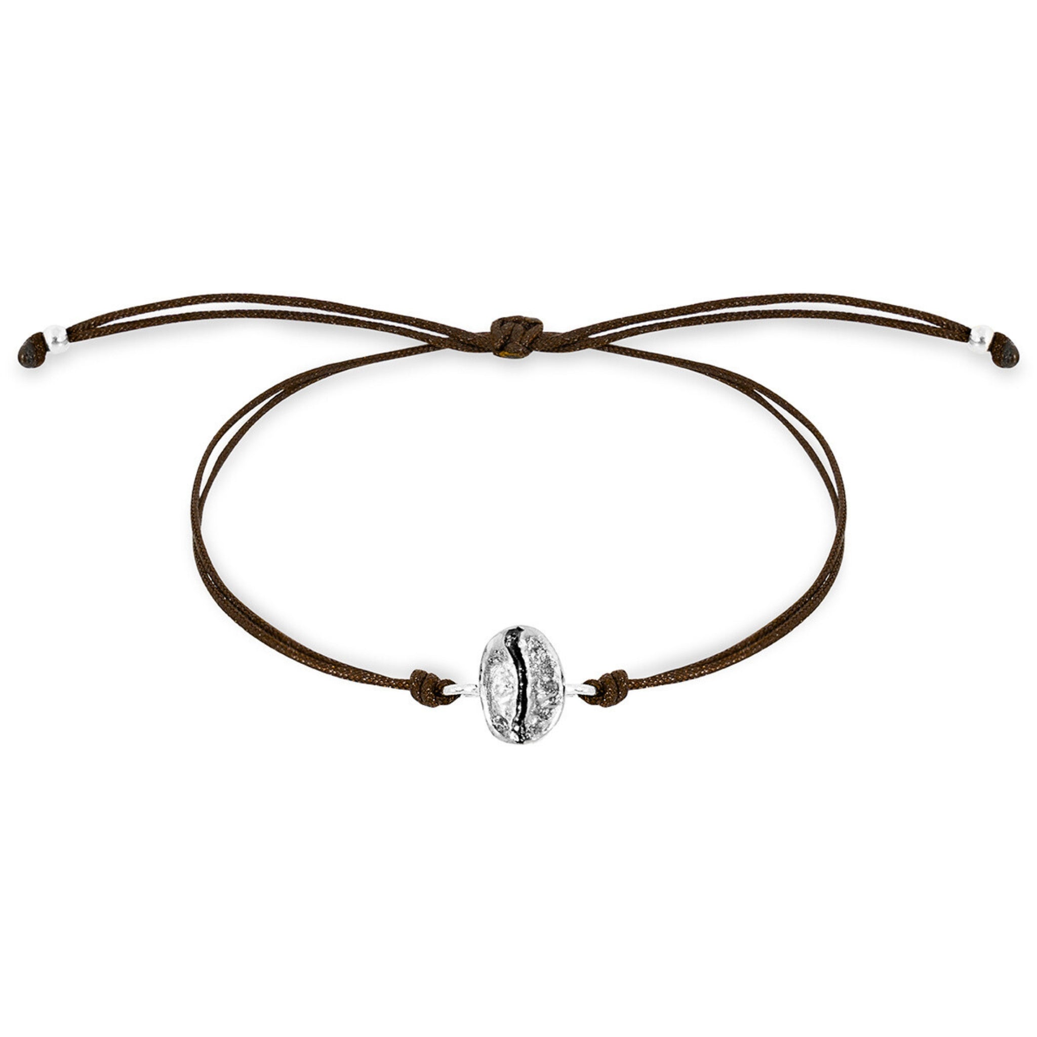 Pulsera grano de café Caturra en plata envejecida con hilo