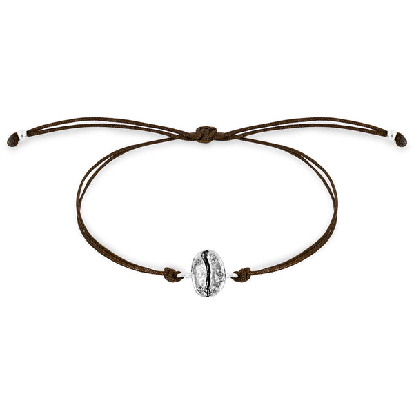 Pulsera grano de café Caturra en plata envejecida con hilo