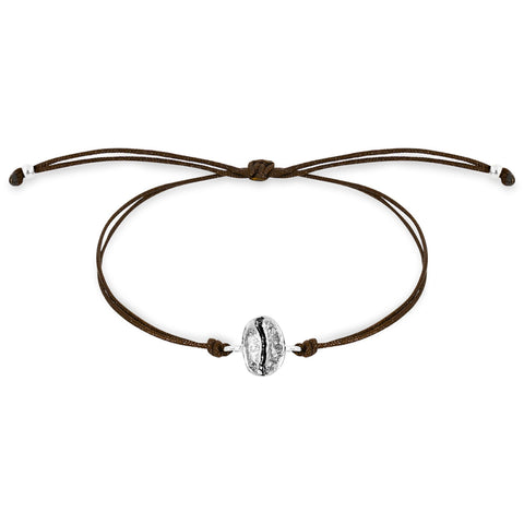 Pulsera grano de café Caturra en plata envejecida con hilo