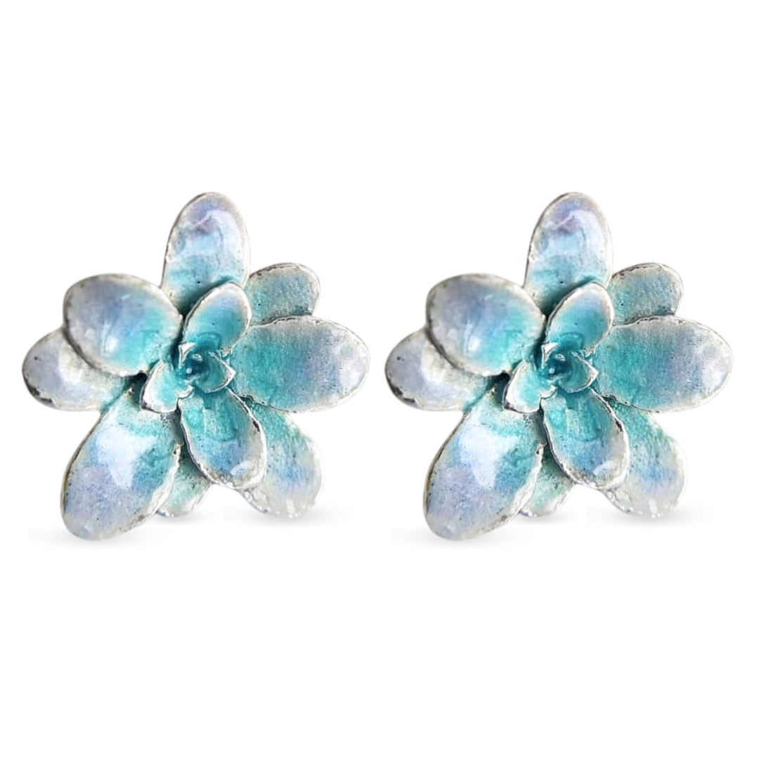 Aretes suculentas Cene en plata con esmalte