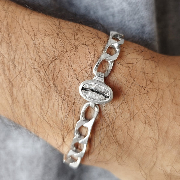 Pulsera Café Gesha en plata tejido especial
