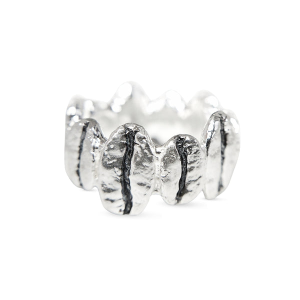 Anillo multi Café Gesha + Caturra en plata envejecida ajustable