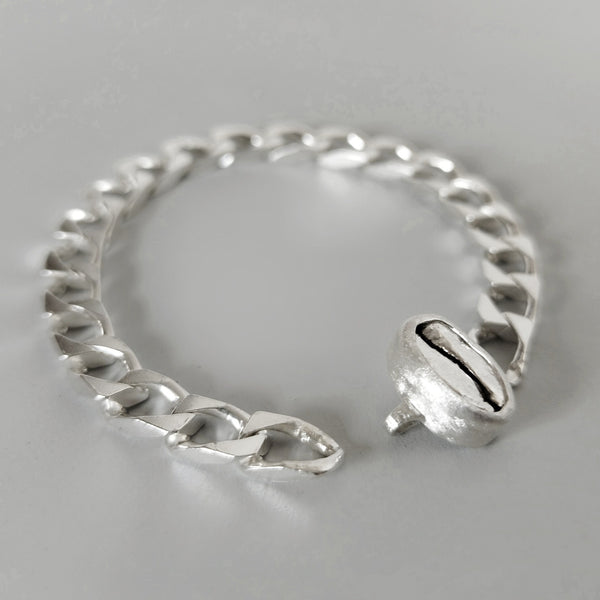 Pulsera Café Gesha en plata tejido especial