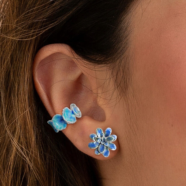 Earcuff pétalos Maxi en plata esmaltada