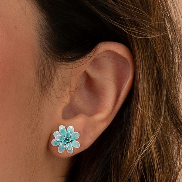 Aretes suculenta Eva en plata con esmalte