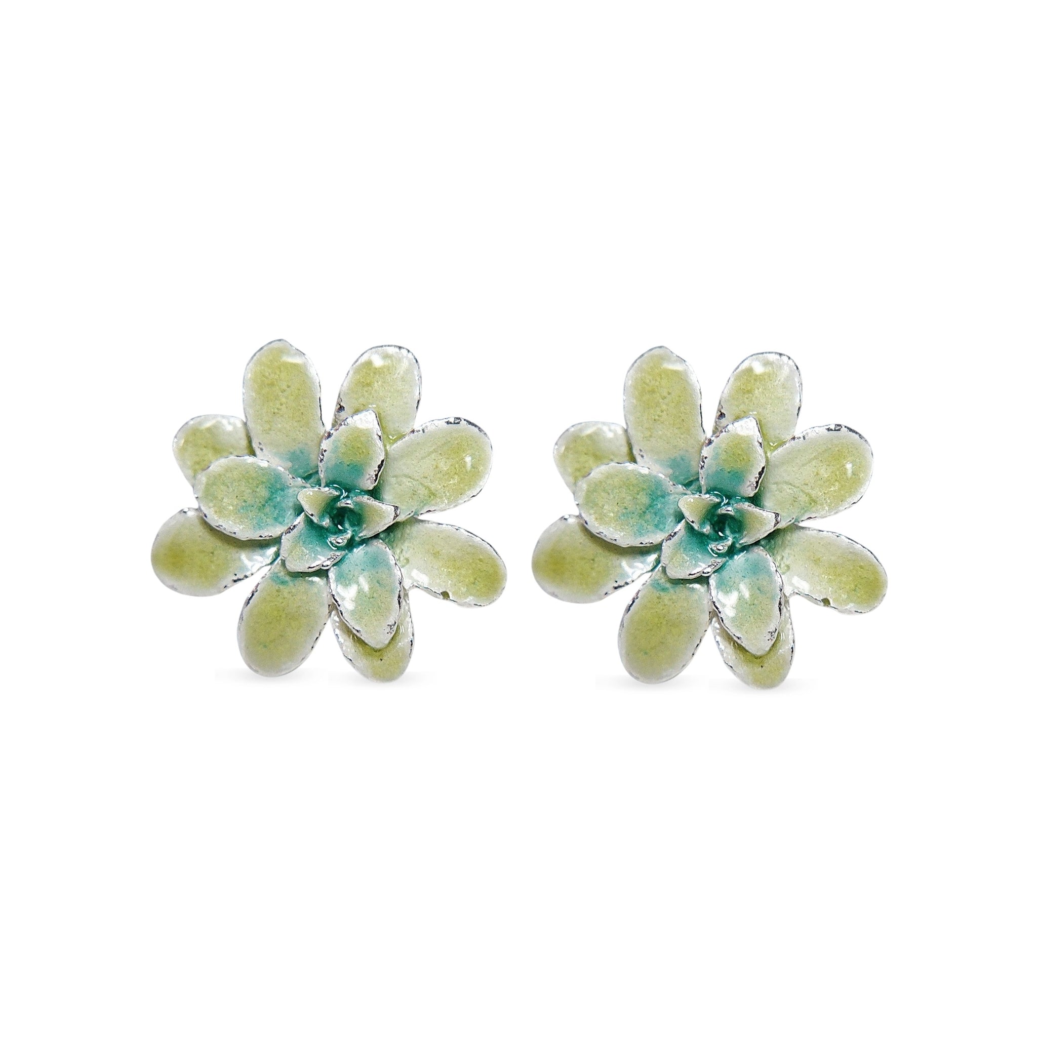Aretes suculenta Eva en plata con esmalte