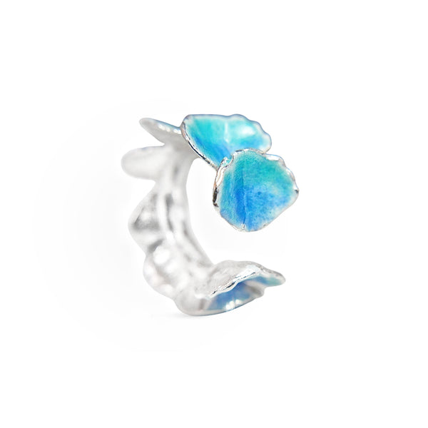 Earcuff pétalos Maxi en plata esmaltada