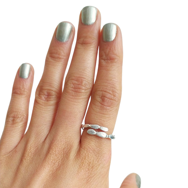 Anillo pétalos espiral en plata / Adaptable