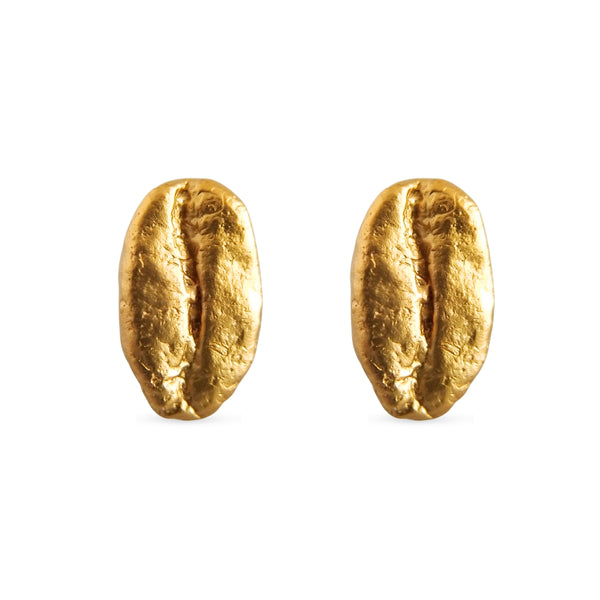 Aretes Café Gesha en plata con baño de oro