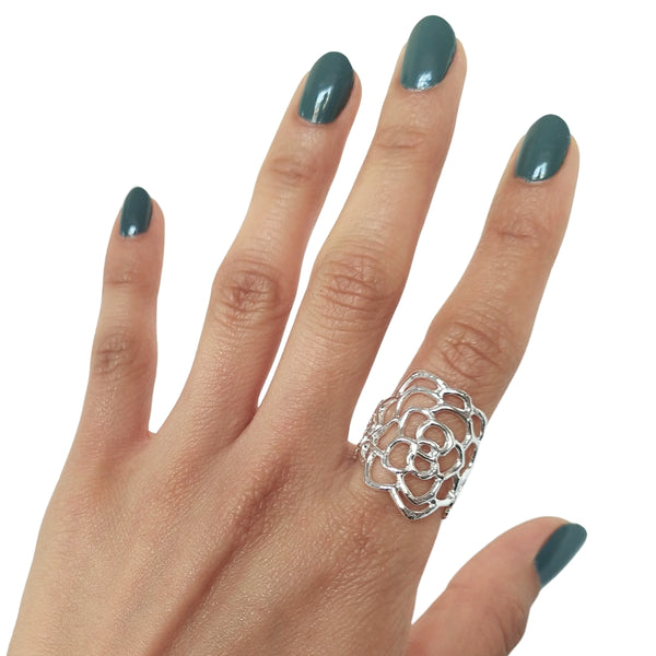Anillo sucu líneas maxi en plata / Adaptable