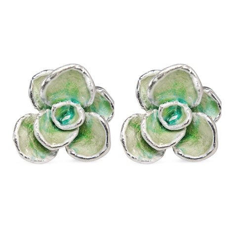 Aretes suculenta Simona en plata esmaltada