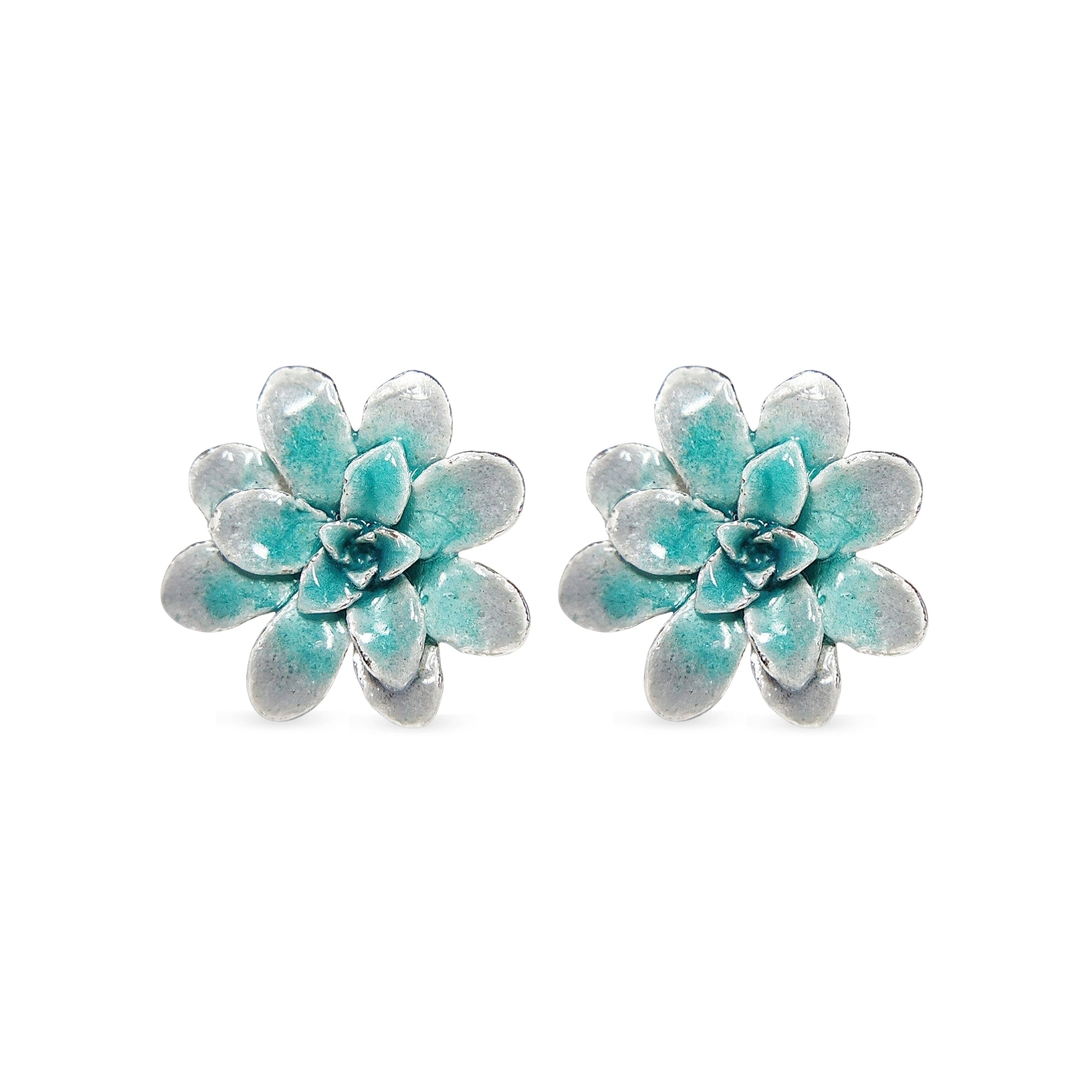 Aretes suculenta Eva en plata con esmalte