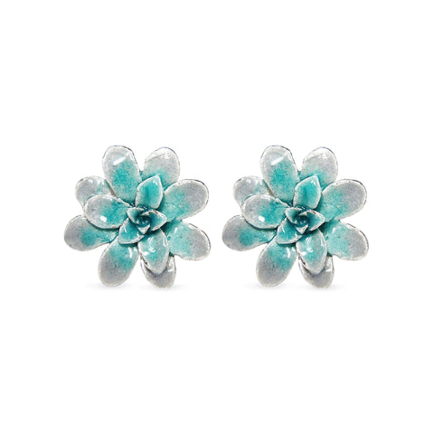 Aretes suculenta Eva en plata con esmalte