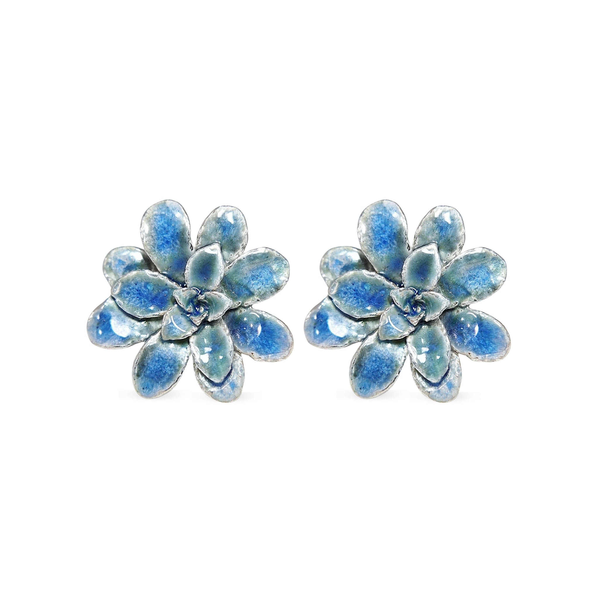 Aretes suculenta Eva en plata con esmalte