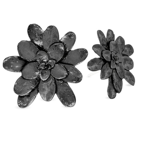 Aretes suculenta Lina en plata oxidada