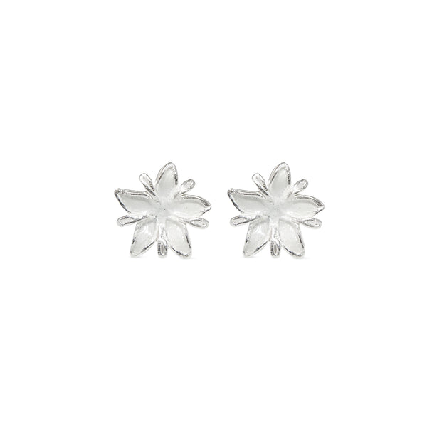 Aretes Flor de café mini en plata esmaltada