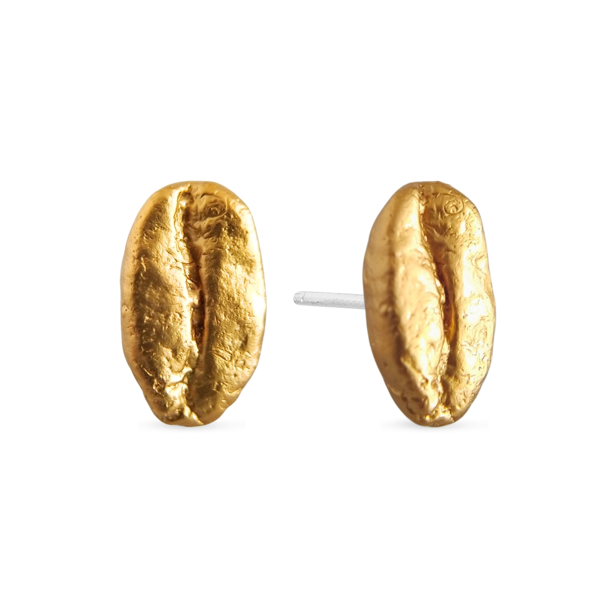 Aretes Café Gesha en plata con baño de oro