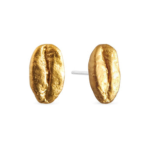 Aretes Café Gesha en plata con baño de oro