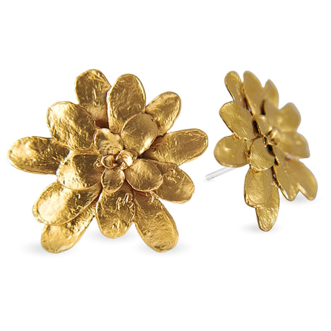 Aretes suculenta Lina en plata con baño de oro