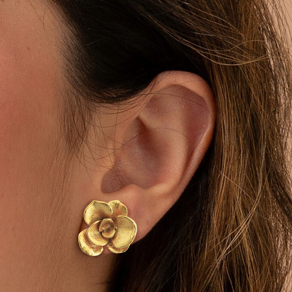 Aretes suculenta Simona en plata con baño de oro