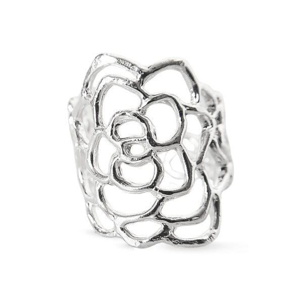 Anillo sucu líneas maxi en plata / Adaptable