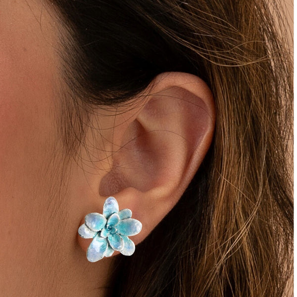 Aretes suculentas Cene en plata con esmalte