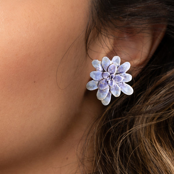 Aretes suculenta Lina en plata con esmalte