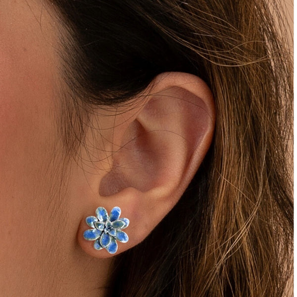 Aretes suculenta Eva en plata con esmalte