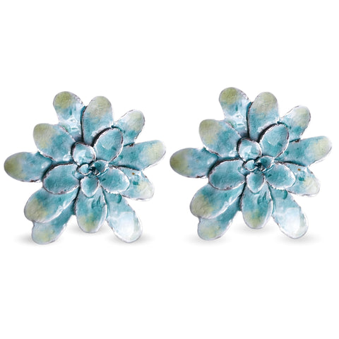 Aretes suculenta Lina en plata con esmalte