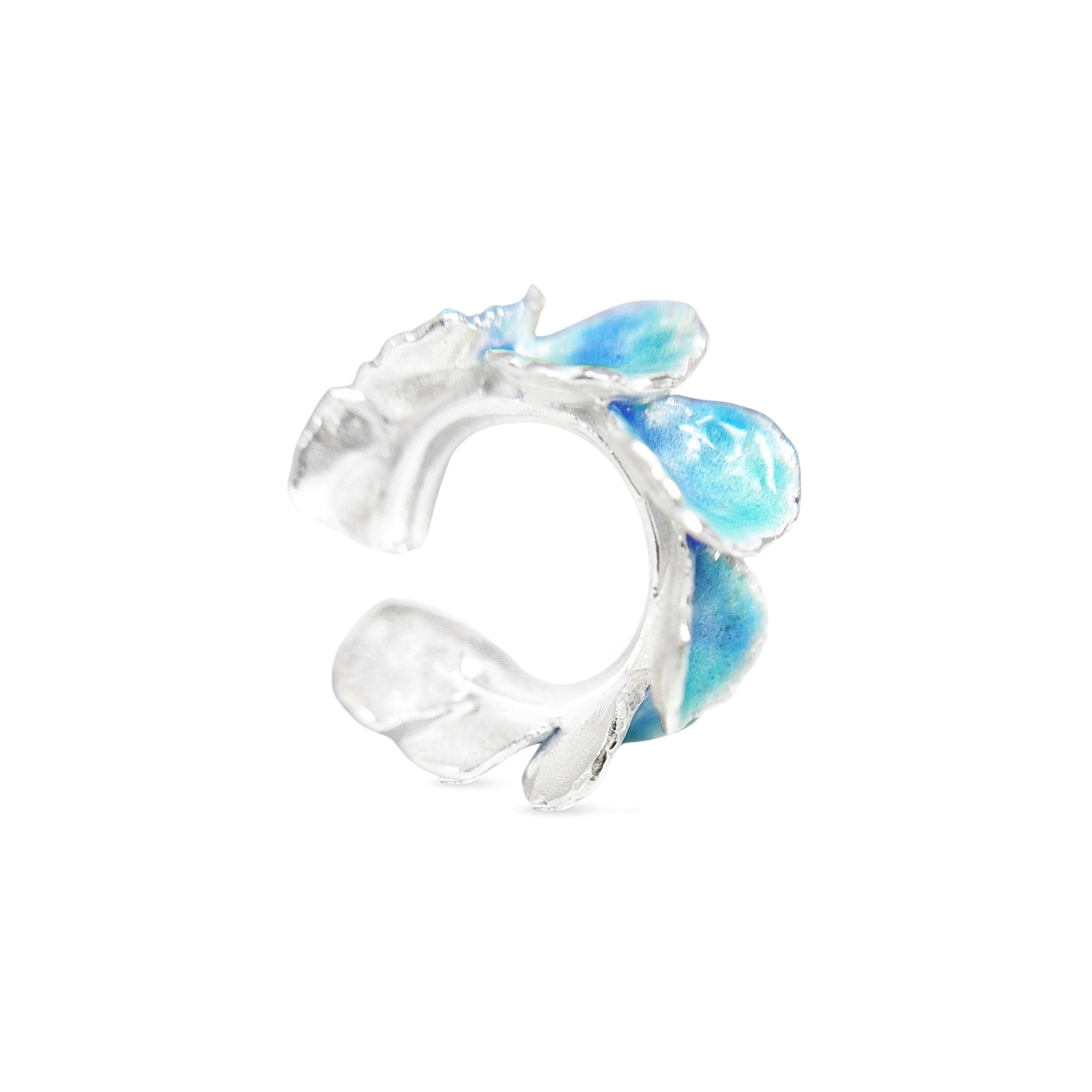 Earcuff pétalos Maxi en plata esmaltada