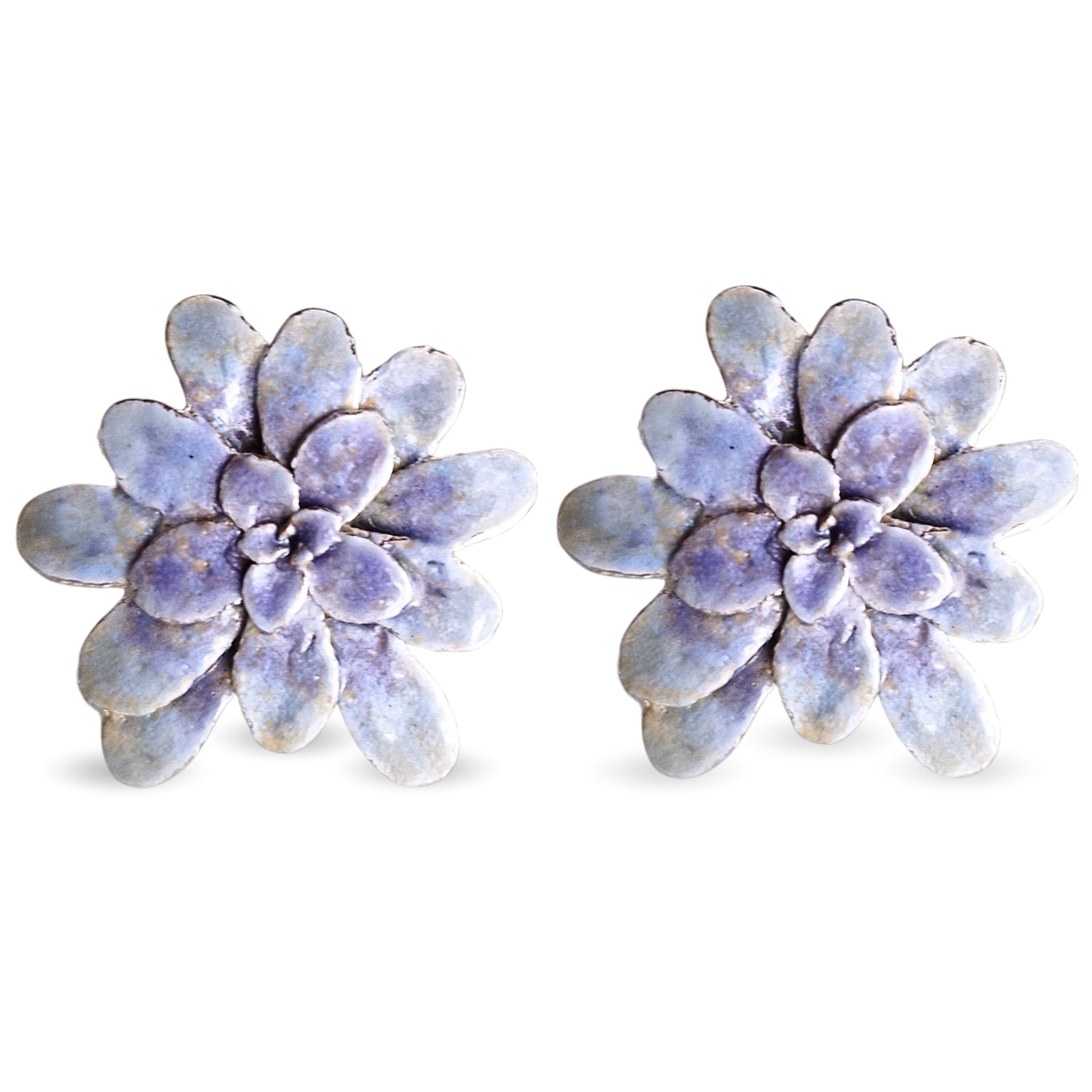 Aretes suculenta Lina en plata con esmalte