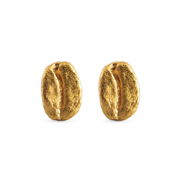 Aretes Café Caturra en plata con baño de oro