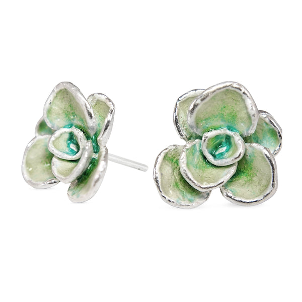 Aretes suculenta Simona en plata esmaltada