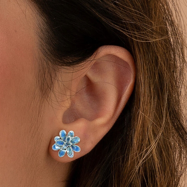 Aretes suculenta Eva en plata con esmalte