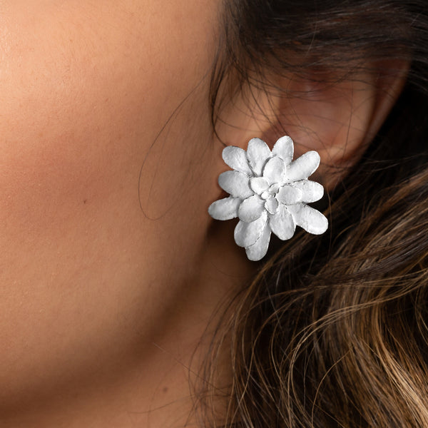 Aretes suculenta Lina en plata con esmalte