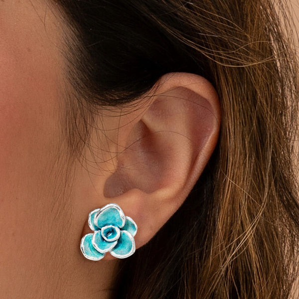 Aretes suculenta Simona en plata esmaltada