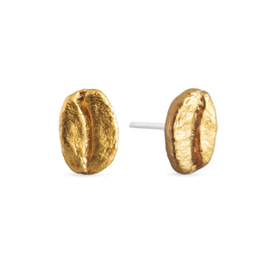 Aretes Café Caturra en plata con baño de oro