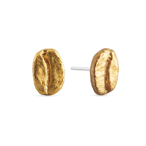 Aretes Café Caturra en plata con baño de oro