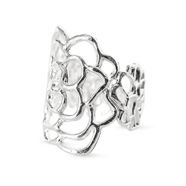 Anillo sucu líneas maxi en plata / Adaptable