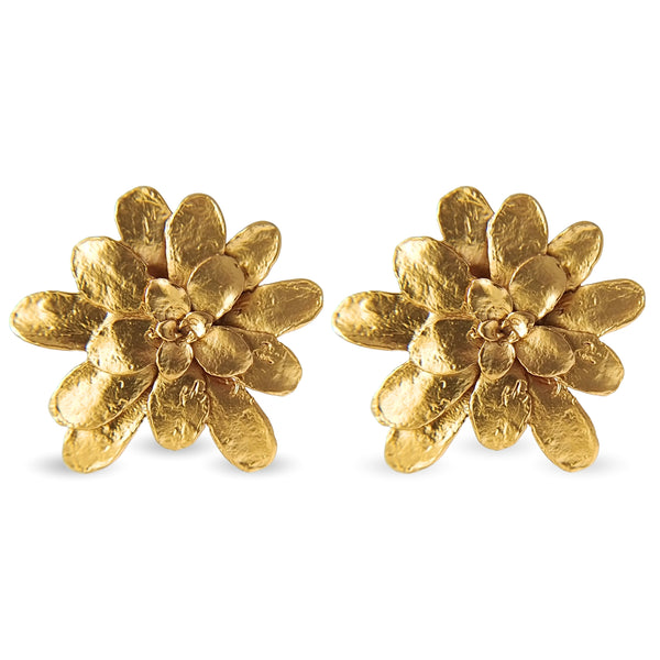 Aretes suculenta Lina en plata con baño de oro