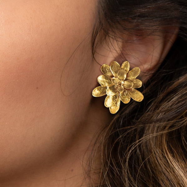Aretes suculenta Lina en plata con baño de oro