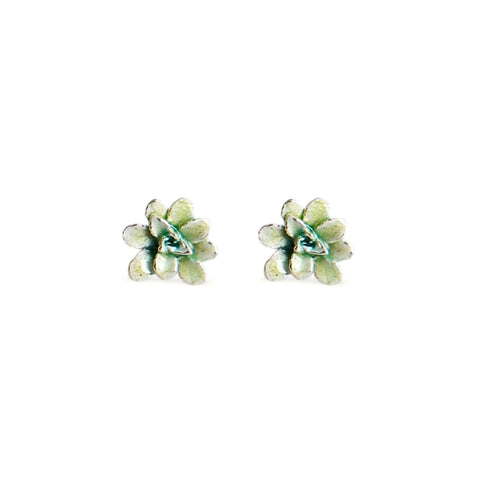 Aretes suculenta Dani en plata con esmalte