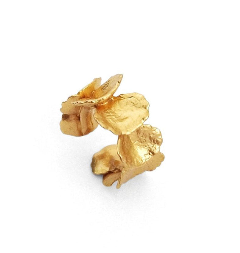 Earcuff pétalos Maxi en plata con baño de oro